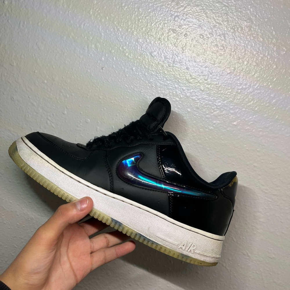 Kids Black Sneakers with Iridescent Detail